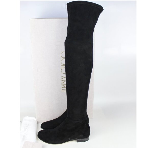 NEW JIMMY CHOO Myren Stretch Suede Over-the-knee Boots - Picture 2 of 16
